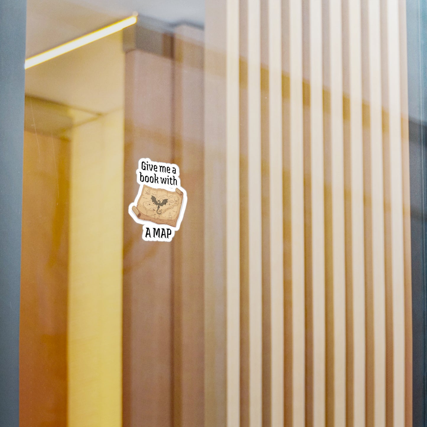 book with a map sticker