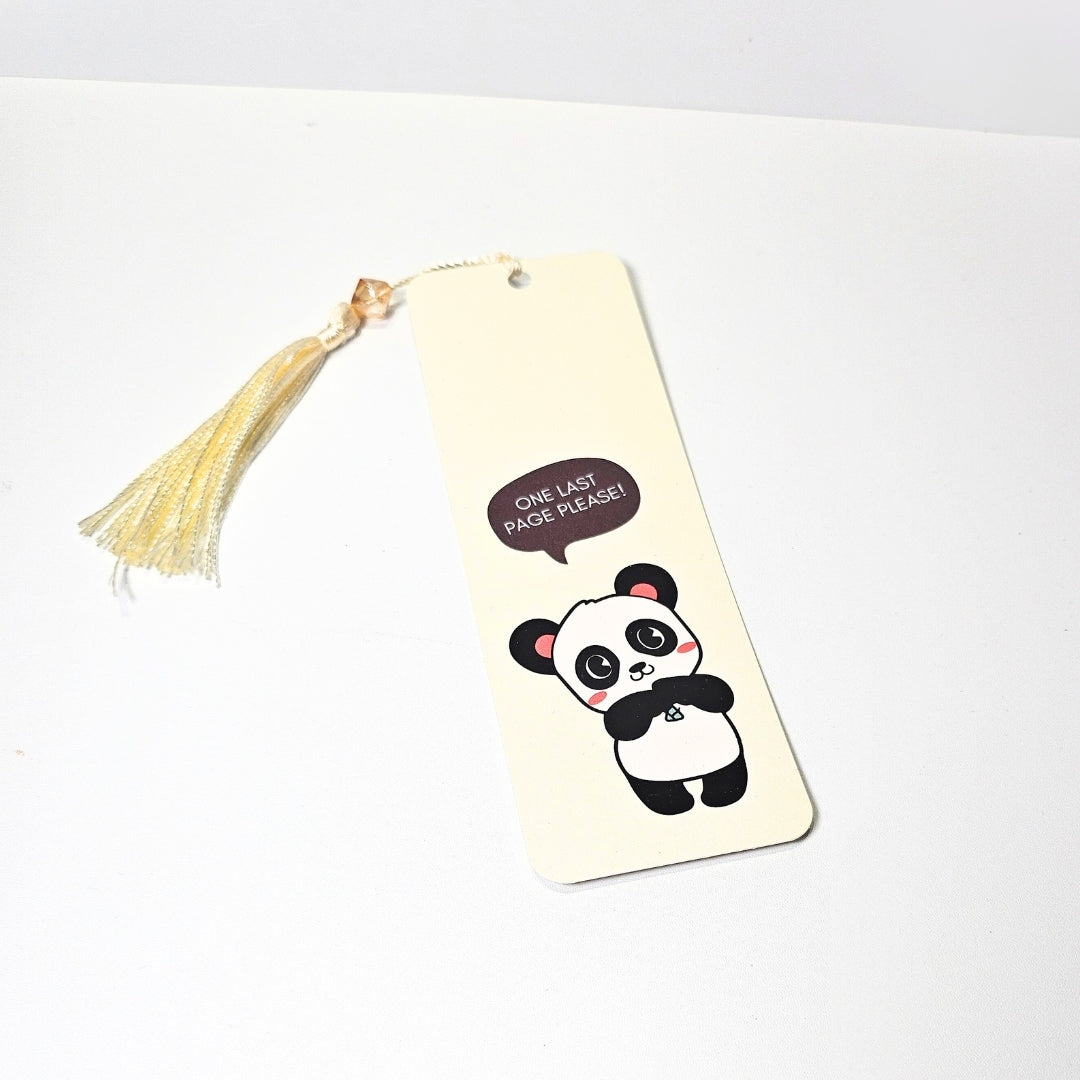 “one last page please” panda bookmark